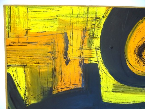 Original abstract painting framed signed OOAK mid-century Rini 1963 Israeli art - Picture 9 of 9