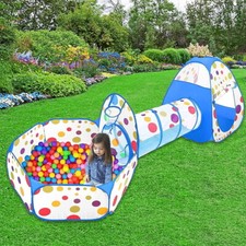 3 in 1 PLAY TENT POP UP PLAYHOUSE Portable KID TUNNEL OCEAN BALL PIT UK NEW