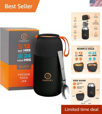 24oz BPA-Free Stainless Steel Thermos with Spoon - Leak-Proof & Stylish Design