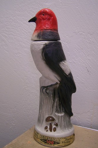 Vintage 1969 Jim Beam Bourbon Whiskey Decanter Woodpecker Bird Fine China