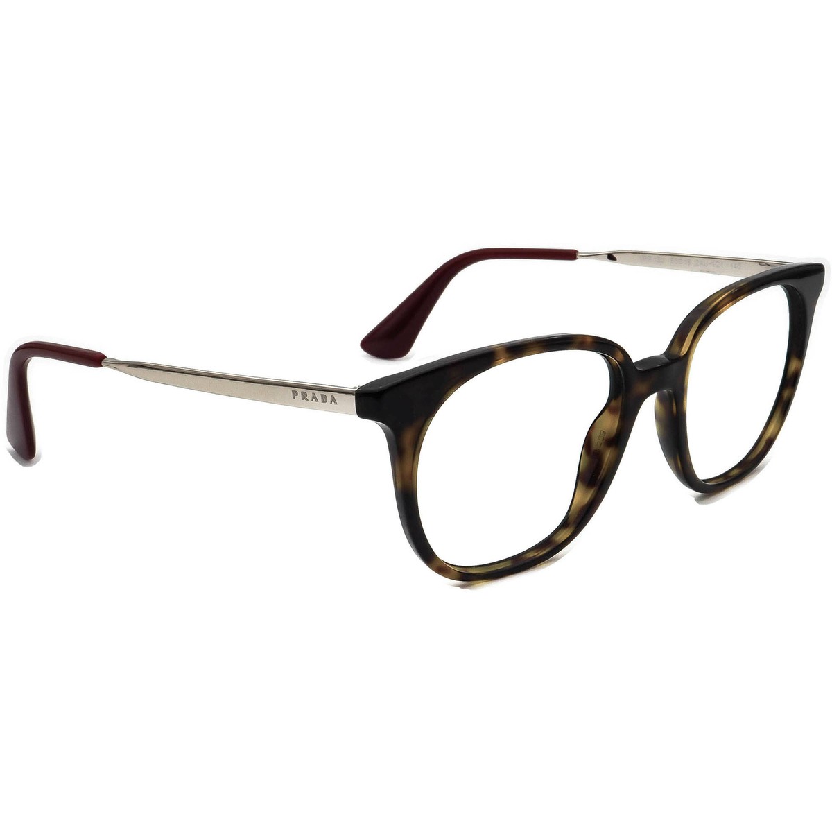 Prada Eyeglasses VPR 13U 2AU-1O1 Tortoise/Silver Square Frame Italy 50[]18  140 | eBay
