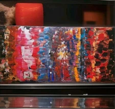Original Abstract Colorful Acrylic Painting on Canvas. 12" x 24"