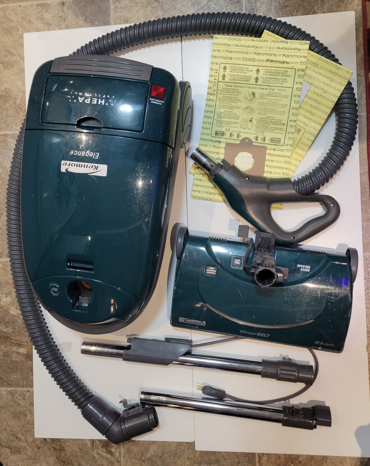 KENMORE Elegance HEPA Filter Canister Vacuum Complete 116 Green Works