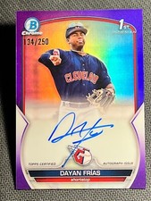 2023 Bowman Chrome 1st PURPLE REFRACTOR PROSPECT ROOKIE AUTO Dayan Frias 134/250