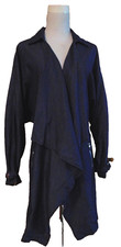 1 Sunset Lane Womens Indigo Blue Cotton Jacket Waterfall Shirt Shacket Cinched~m