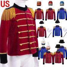 Boy Kid Drum Major Marching Band Uniform Majorette Tassels Jacket Hat,Costume