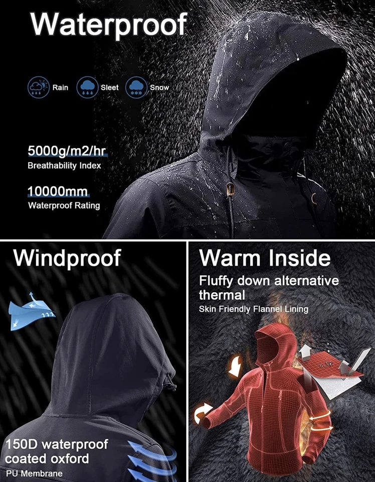 Hombre GEMYSE Montaña Impermeable Esquí Nieve Invierno Abrigo Chaqueta - Pequeño Foto 4 de 4