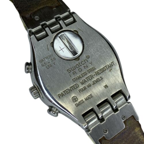 【RARE】SWATCH IRONY SILVER WHITE Chronograph Men Watch Swiss - Picture 5 of 10
