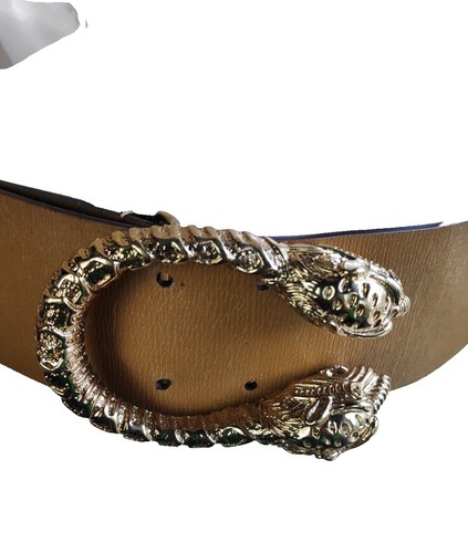 Barrons Hunter Brown Leather Ends Flex Canvas Belt Sz36 1-3 8 Wide USA GC