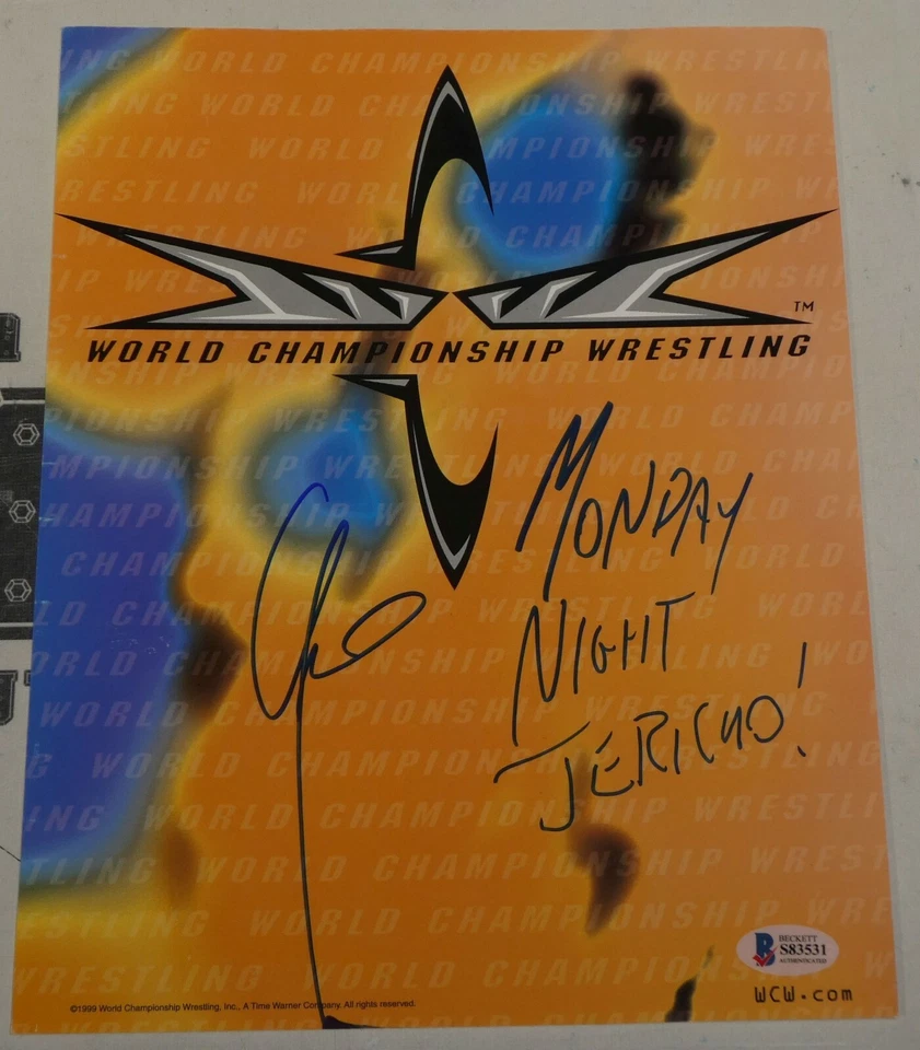 Foto promocional original firmada por Chris Jericho WCW 8,5x11 BAS Beckett certificado de autenticidad WWE AEW Y2J Foto 3 de 4