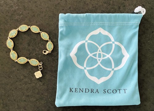 Kendra Scott Light Green Chalcedony Gold Tone Necklace/Earrings/Bracelet Set - Picture 5 of 5
