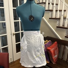 TWO Aprons Set Bib Sweet Vintage Retro Vibe Pockets Waist Tie Yellow Floral
