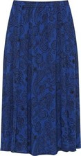Womens Elasticated Waist Printed Midi Skirt Ladies Summer Swing Flowy Midi Skirt