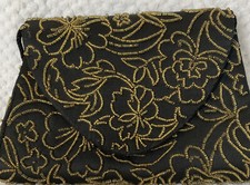 Lord Taylor Black With Gold Beaded Purse Evening Bag Clutch Vtg