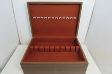VTG Silverware Box Wooden Holder Storage Chest Red Felt Fabric Lined One Drawer
