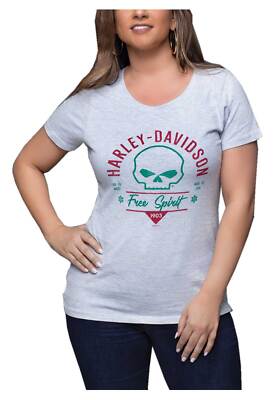 Harley-Davidson Women's Give Willie G Skull Scoop Neck Short Sleeve Tee - White