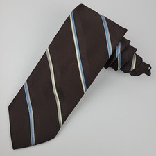 Austin Manor Brown Diagonal Striped Narrow Necktie Tie Made In USA Vintage