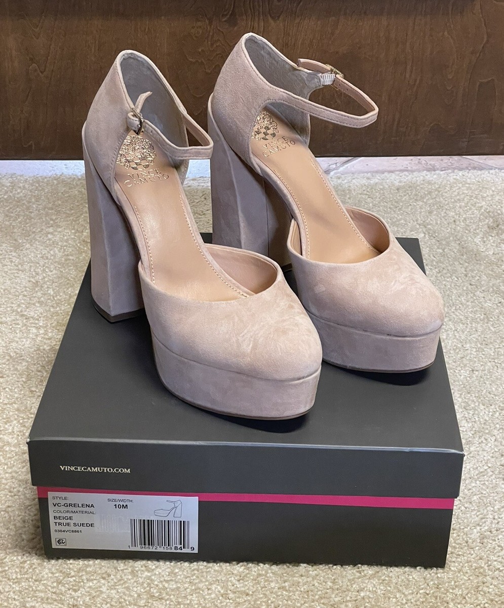 NIB VINCE CAMUTO Womens Size 10 Beige Grelena Suede Platform Heels