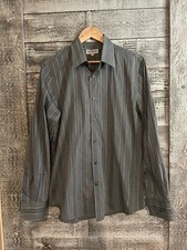 Express Button Up Collared Shirt Fitted Stretch Cotton Blue Men  s Size M EUC