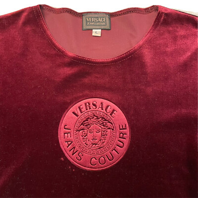 Versace Jeans Couture Bootleg Burgundy Maroon Velvet Velour  display picture 2