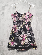 Princess Vera Wang Dress Womens Size 7 Black Floral Spaghetti Strap Dress A-Line