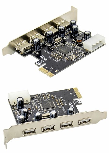 PCI-Express 4 Ports USB2.0 Expansion Card PCI 4xUSB2.0 MOSCHIP MCS9990 Win10 - 第 1/3 張圖片
