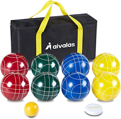 Bocce Ball Set   107mm Resin Balls w/ Pallino, Tape & Carry Bag  