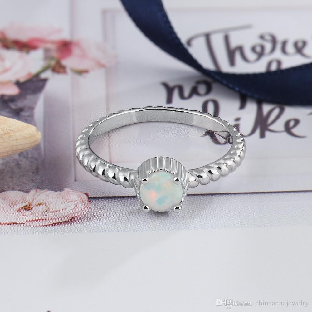 Natural Opal Engagement Ring for Men in 14K White Gold with Rainbow Sparkle