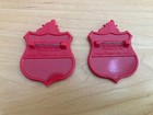 Vintage Stoffel Pin Emblem Junior Fire Marshal Toy Badge Hartford Ins. Lot of 2 — photo 2