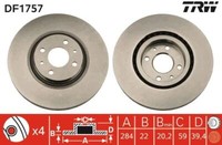 2X TRW DF1757 Bremsscheibe FüR Alfa Romeo Passend FüR Fiat Lancia