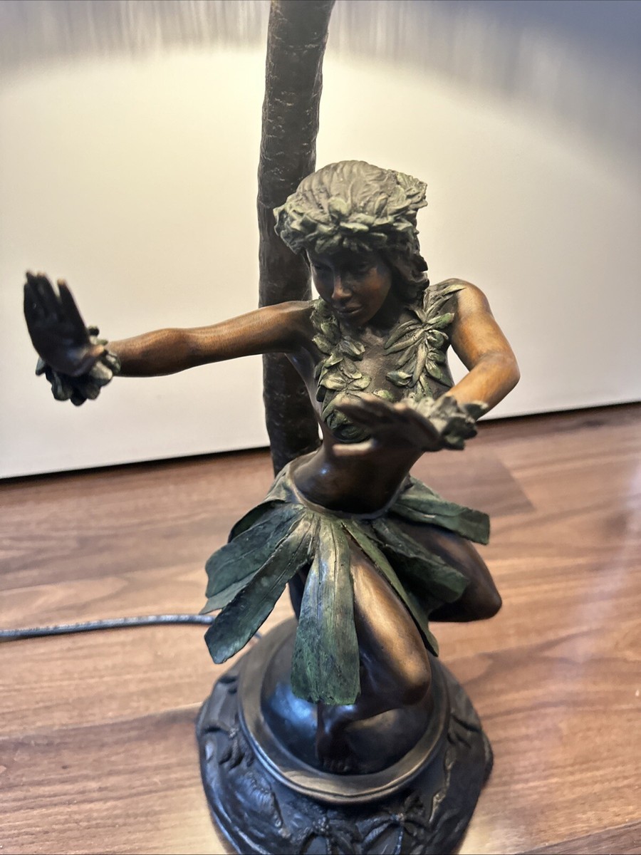 フラダンス女性像のランプ Bronze Hula Girl Lamp Made in Hawaii Hawaiian Mehana 49/375 C