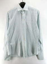 Charles Tyrwhitt Shirt Mens 16 35 Green Slim Fit Button Up French Cuff Striped