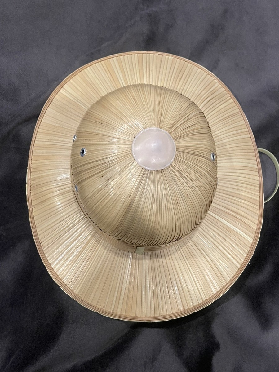 VINTAGE 60'S STRAW RATTAN BAMBOO SAFARI PITH HELMET HARD HAT