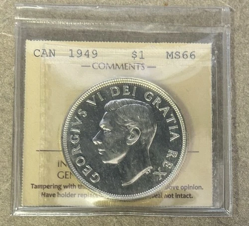 1949 Canada Silver Dollar $1 Coin -  ICCS MS66  C2