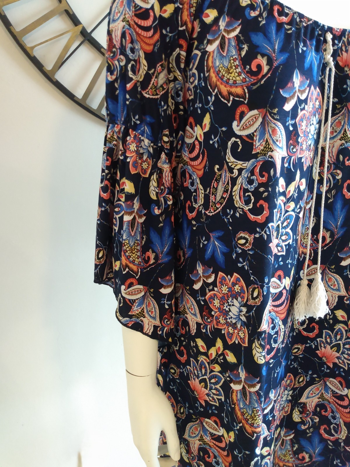 Naif Floral Printed Dress Off The Shoulder Bell Sleeve Plus Women's Size 1X