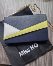 Miss KG Kurt Geiger Heidi Clutch Bag Navy  Golden Chain