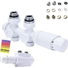 Heizungsventil, Thermostat, Messing,  G1/2, G3/4, 15/16mm, Weiß, Badheizkörper