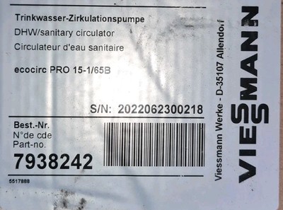 Lowara Viessmann Ecocirc Pro 15 -  / 65 SB Zirkulationspumpe 7938242 NEU P764/28