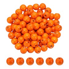 14mm Wooden Beads for Craft Making, 100 Pcs Loose Spacer Beads, Orange