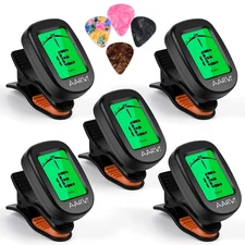 Clip On Guitar Tuner 5 Pack for All Instruments, Acoustic/Electric Guitar, Uk...
