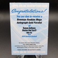 2026 Bowman Roman Anthony Mega Mojo Auto Gold Refractor Rookie Auto /50 Red Sox