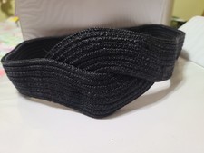 Black Braided Woven Belt 30  M/L Adjustable Hook and Loop Waist Cinch Vintage