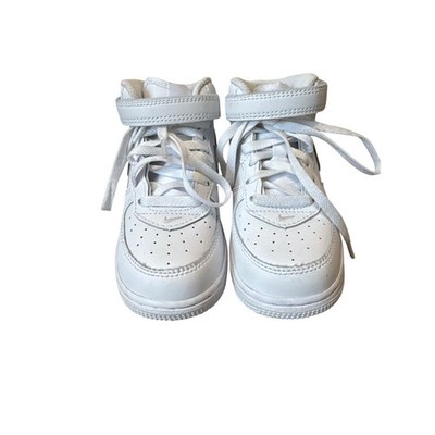 BABY/Toddler NIKE Air Force One Mid Sneaker, 8C, Lace & secure ankle strap