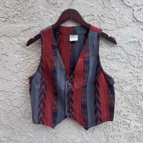 Vintage Chico’s Design Tribal Vest Multicolor Button Front M/L