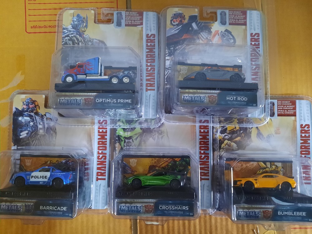 Jada Toys Transformers Lot 5 Figures Optimus Bumblebee Hot Rod Crosshairs Barricade