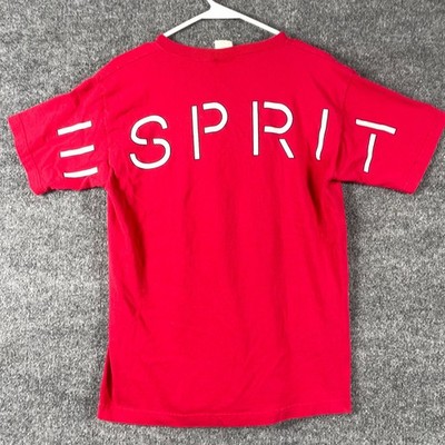 VTG Esprit T Shirt Mens Small Red Short Sleeve Red Neck 90s Spell Out Back Hit