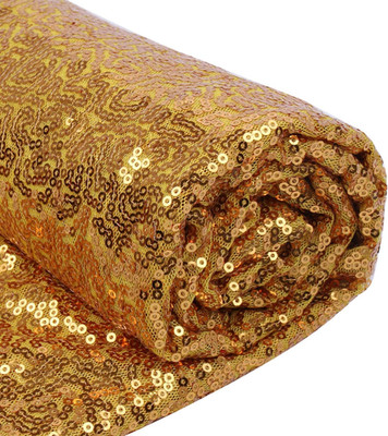 Gold Sequin Fabric, 5 Yards Sparkly Glitter Mesh Material for Dresses, Costumes,