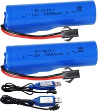 Blomiky 3.7V 1200Mah 2 Pack Li-Ion Rechargeable Battery with SM2P Plug and USB C