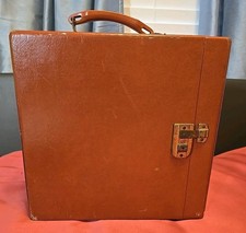 Vintage 1960s Faux Chestnut Leather 12"Record Carry Case Side Open- Damage Read