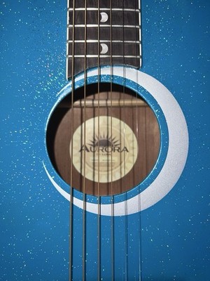 Luna Aurora Borealis 3/4 Acoustic Guitar Teal Sparkle Blue Mahogany Hard Case